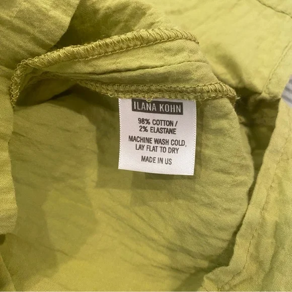 Ilana Kohn Chelito Shirt, Avo (lime green) Short Sleeve Blouse Small - Picture 7 of 8
